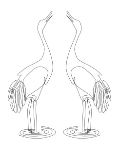Stork couple birds "Minimalist Stork Pair Drawing: A One Line Study of Grace and Connection"
