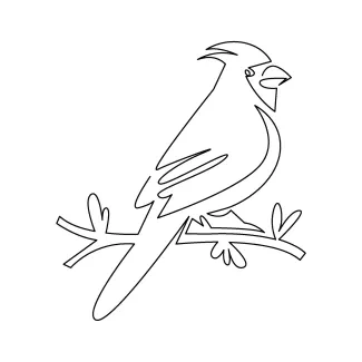 One Line Cardinal Bird Drawing: Practice Small Bird Shapes with Clear, Simple Art
