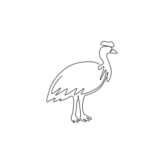 One Line Cute Cassowary Drawing: Learn Strong Bird Shapes in a Simple Way