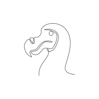 One Line Dodo Head Drawing: Learn the Shape of a Famous Extinct Bird