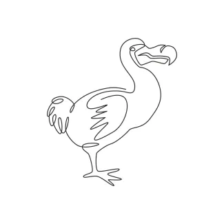 Extinct Dodo Bird One Line Drawing: Learn a Unique Animal Shape in Simple Steps