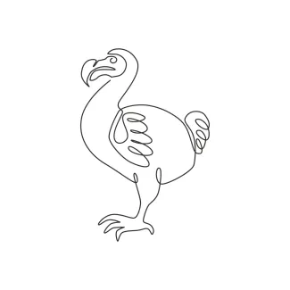 "One Line Dodo Drawing: A Minimalist Representation of a Legendary Extinct Bird"