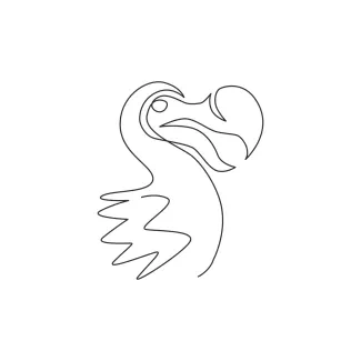 "One Line Dodo Head Drawing: A Minimalist Representation of a Lost Species"
