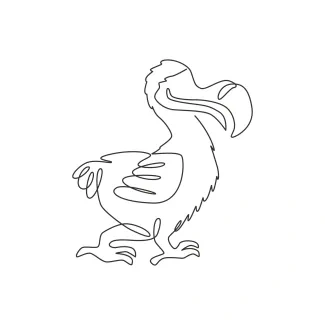 "Minimalist One Line Dodo Drawing: Capturing the Legacy of an Extinct Bird"