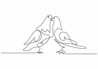 "Minimalist One Line Drawing of Two Doves: A Representation of Unity in Art"