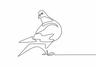 "One Line Pigeon Drawing: A Simple and Recognizable Urban Wildlife Sketch"