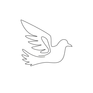 Simple One Line Drawing of a Flying Dove: Practice Light Shapes and Calm Motion