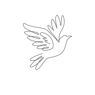 One Line Flying Pigeon-Dove Drawing: Learn Gentle Bird Motion with Simple Shapes