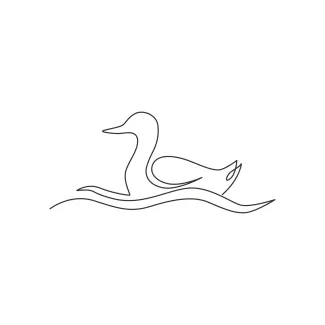 "Minimalist One Line Duck Drawing: A Simple and Friendly Waterfowl Study"