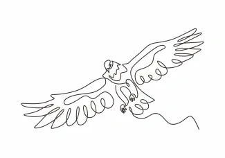 "One Line Drawing of an Eagle or Hawk: An Artistic Exercise in Bold Simplicity"