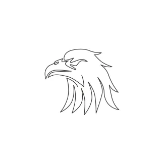 One Line Drawing of a Heroic Falcon-Eagle Head: Explore Strong Bird Features Easily