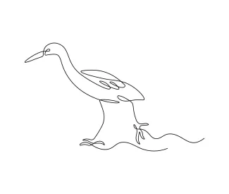 Egret One Line Drawing: Simple Bird Art to Practice Slim Animal Shapes