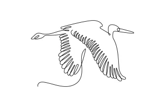 One Line Egret Drawing: Simple Bird Sketching to Practice Slim Proportions