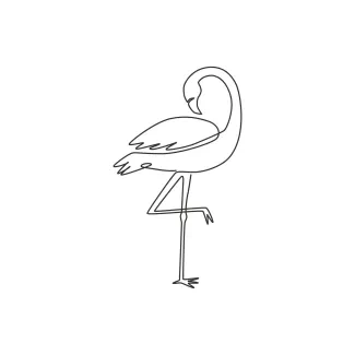Flamingo Bird One Line Drawing: Easy Practice for Graceful Animal Forms