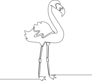 One-Line Flamingo Bird Sketch: Master Curved Necks and Legs in One Simple Form