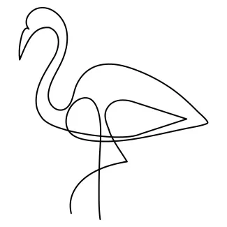 "One-Line Flamingo Drawing: A Minimalist Study of an Iconic Wetland Wader"