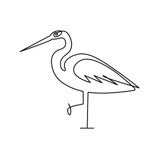 One Line Heron Drawing for Understanding Bird Form with Simple Drawing Techniques