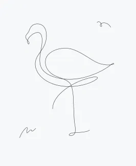 "One Line Flamingo Drawing: A Minimalist Study of Unique Bird Shapes"