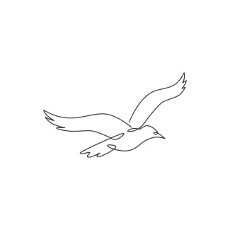 "One Line Drawing of a Seagull: A Minimalist Approach to Coastal Freedom"