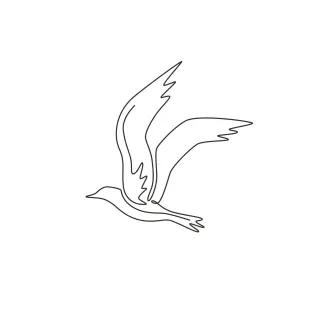 "Minimalist One Line Seagull Drawing: A Simple and Majestic Coastal Study"
