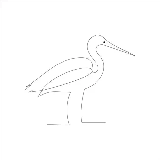 Flying Heron One-Line Drawing for Exploring Wing Shapes and Movement