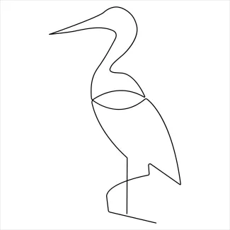 "Minimalist Heron Bird Sketch: A One Line Approach to Striking Silhouettes"