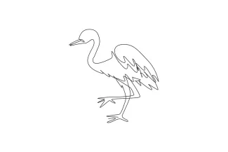 "Minimalist One Line Heron Drawing: Capturing Elegance in a Simple Art Style"