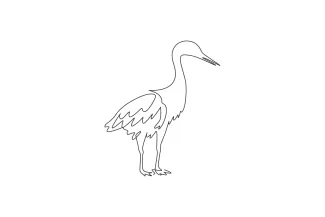 "One Line Heron Drawing: A Minimalist Study of an Elegant and Endangered Bird"