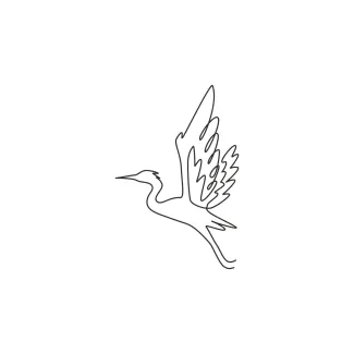 One Line Flying Heron Drawing: Learn Long Wing and Neck Shapes Easily