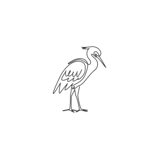"Minimalist One Line Heron Drawing: Capturing Coastal Beauty in Simple Art"
