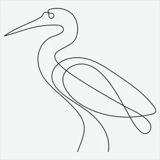 "Minimalist One-Line Heron Drawing: Capturing the Poise of a Waterbird"