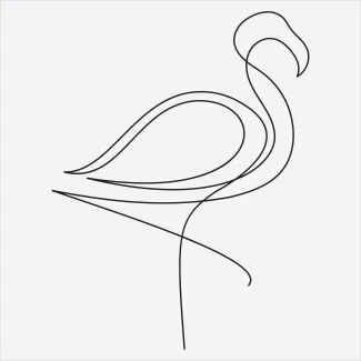 "Minimalist One-Line Flamingo Drawing: Capturing the Poise of a Tropical Bird"