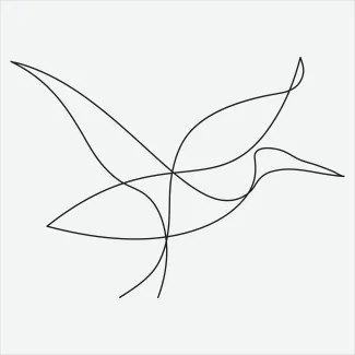 "One-Line Heron Drawing: A Minimalist Study of a Silent Coastal Guardian"