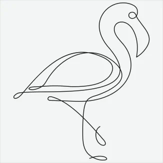 "Minimalist One-Line Flamingo Drawing: Capturing Tropical Majesty in Simple Art"