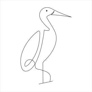 Standing Heron One Line Drawing for Beginners to Explore Bird Shape and Balance
