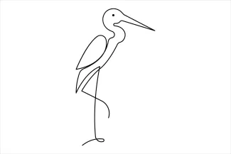 "One Line Adorable Heron Art: A Simplified Way to Illustrate Unique Bird Shapes"