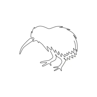 Cute Kiwi Bird in One Line Drawing: Great for Fun, Easy Art Practice