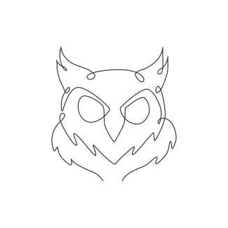 Simple One-Line Drawing of an Elegant Owl Head: Focus on Facial Features