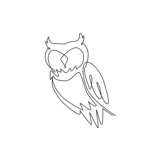 Minimalist Drawing of an Elegant Owl: One-Line Art for Observation Skills