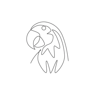 Smart Funny Parrot Bird Head Flying "Minimalist One Line Parrot Head Drawing: Capturing Energy and Intelligence in Simple Art"