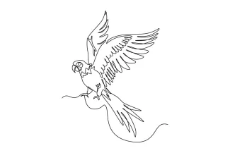 Parrot Flying "One-Line Parrot Drawing: A Minimalist Study of Motion and Intelligence"