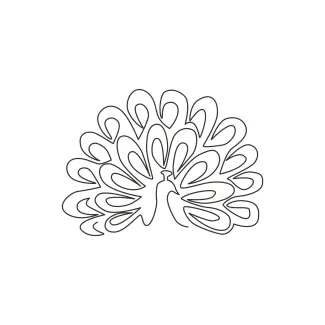 "Minimalist One Line Peacock Drawing: Capturing Grandeur in Simple Artistic Form"