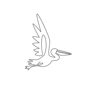 "One Line Pelican Drawing: A Minimalist Approach to a Majestic Waterbird"