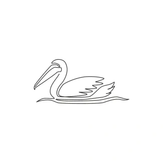 "Minimalist One Line Pelican Drawing: A Simple Study of a Unique Waterbird"