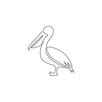 "Minimalist One Line Pelican Drawing: Capturing a Majestic Waterbird in Simple Art"
