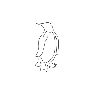 Funny Penguin South Pole Bird "One Line Penguin Drawing: A Minimalist Study of a Playful and Endearing Bird"