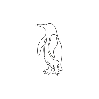 Penguin Arctic Bird "One Line Penguin Drawing: A Minimalist Study of Adaptation and Charm"
