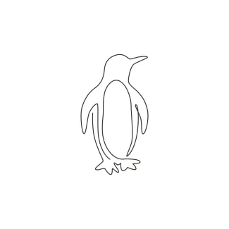 Penguin South Pole Bird "Minimalist One Line Penguin Drawing: Capturing an Iconic Ice-Dwelling Bird"