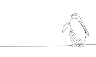 "One-Line Penguin Drawing: A Minimalist Approach to Capturing Playful Charm"