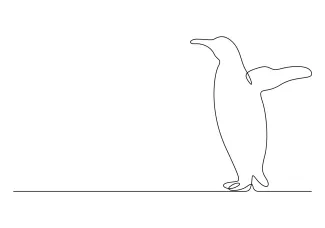 Penguin One Line Penguin Drawing: Fun Way to Practice Symmetry and Animal Shape